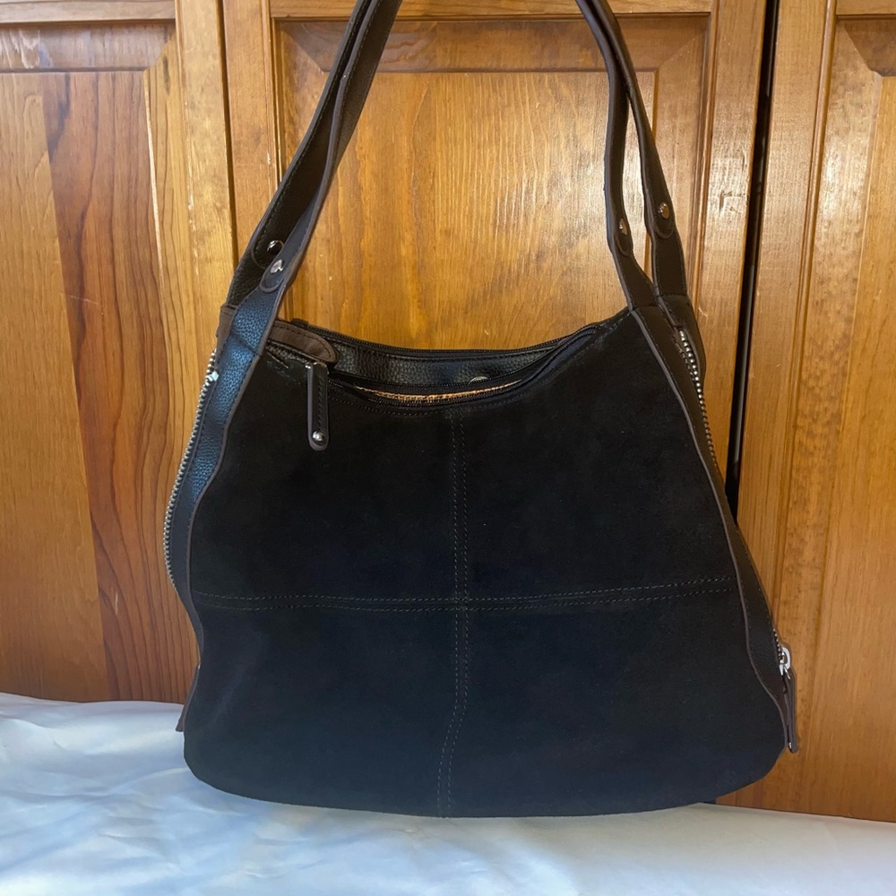 TIGNANELLO Suede Black Shoulder Bag - Picture 7 of 11